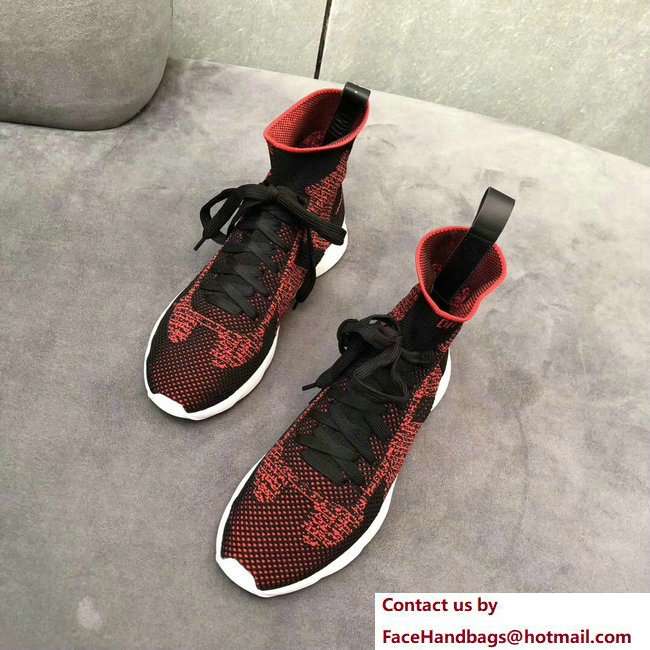 Dior Technical Knit Trainer Lovers Sneakers Red With Dior Homme Logo Spring 2018