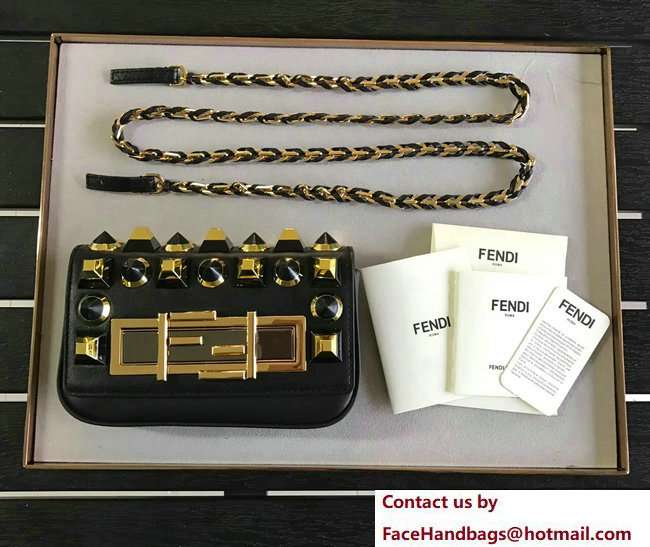 Fendi Rotating Hardware 3Baguette Mini Bag Black/Gold Studs Black 2018