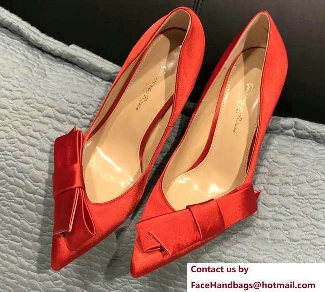 Gianvito Rossi Heel 10.5cm Kyoto Pumps Satin Red 2018