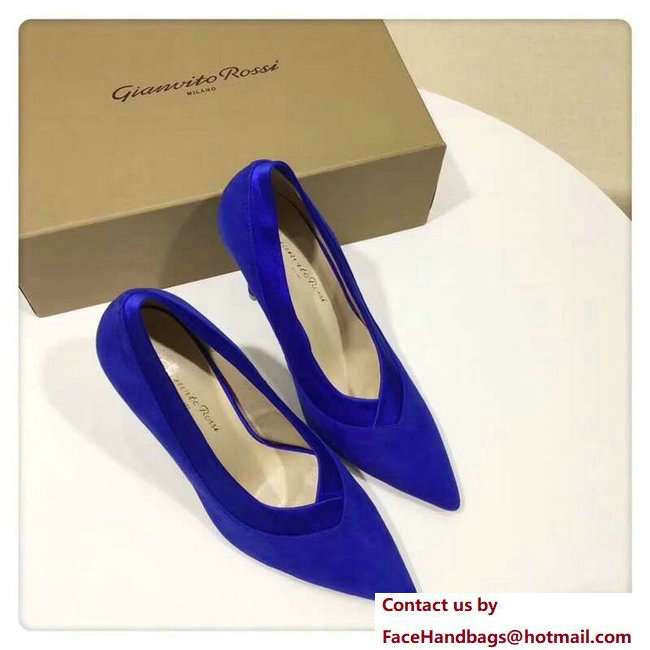 Gianvito Rossi Heel 10.5cm Suede Pumps Blue 2018