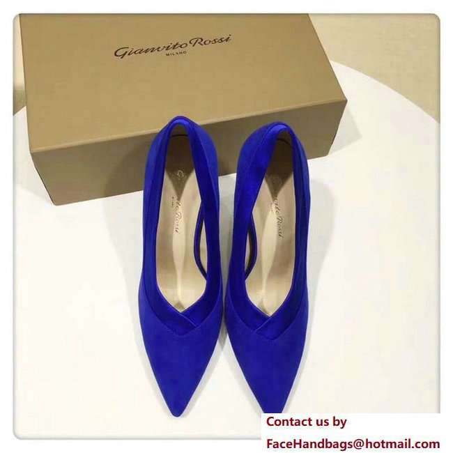 Gianvito Rossi Heel 10.5cm Suede Pumps Blue 2018