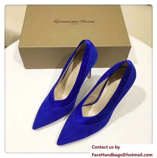 Gianvito Rossi Heel 10.5cm Suede Pumps Blue 2018