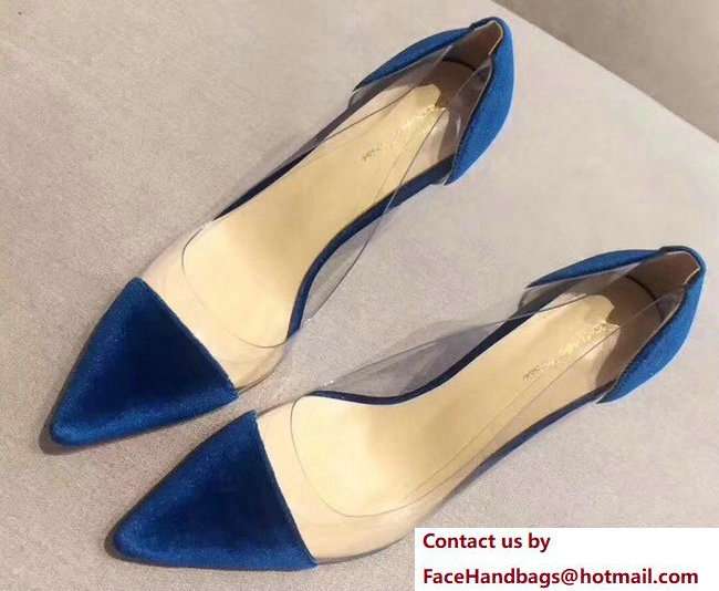 Gianvito Rossi Heel 9.5cm Velvet Plexi Pumps Blue 2018