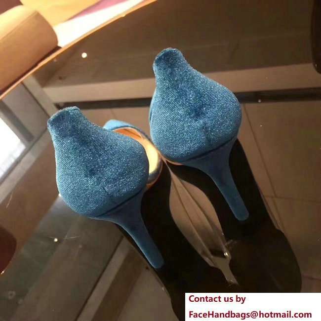 Gianvito Rossi Heel 9.5cm Velvet Plexi Pumps Blue 2018