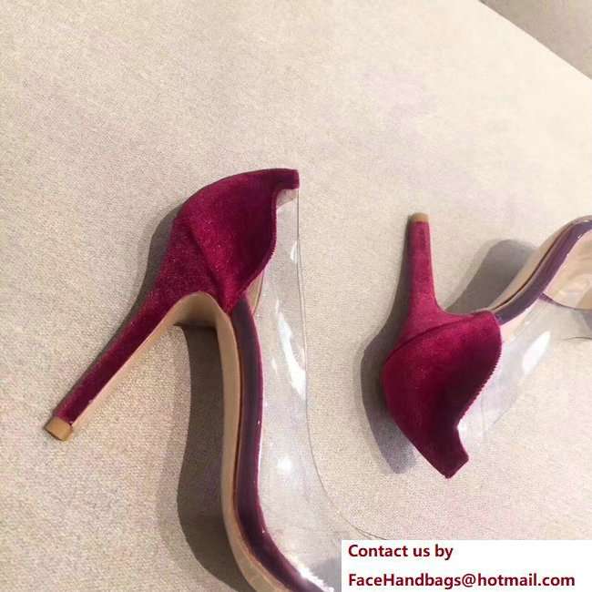 Gianvito Rossi Heel 9.5cm Velvet Plexi Pumps Fuchsia 2018