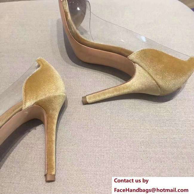 Gianvito Rossi Heel 9.5cm Velvet Plexi Pumps Gold 2018