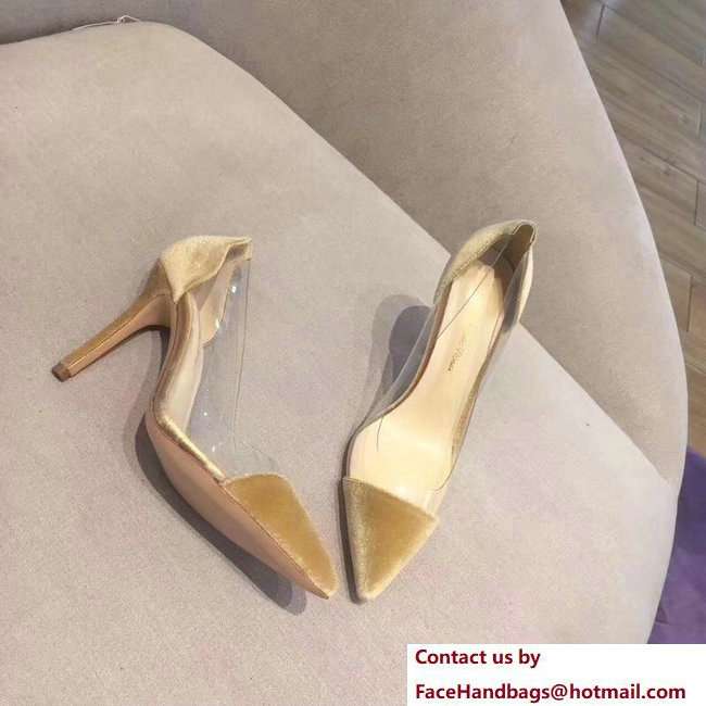 Gianvito Rossi Heel 9.5cm Velvet Plexi Pumps Gold 2018