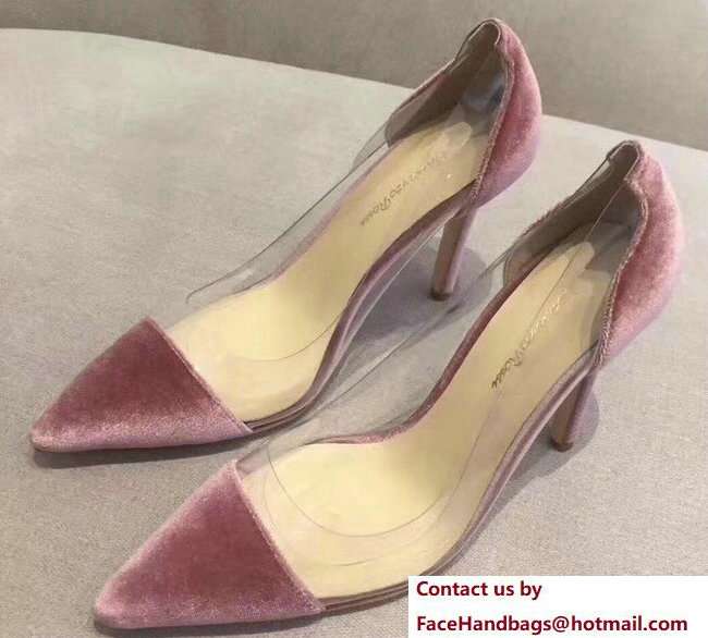 Gianvito Rossi Heel 9.5cm Velvet Plexi Pumps Pink 2018