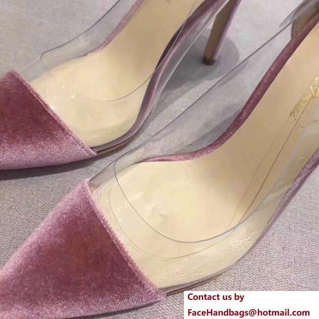 Gianvito Rossi Heel 9.5cm Velvet Plexi Pumps Pink 2018