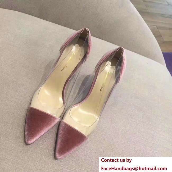 Gianvito Rossi Heel 9.5cm Velvet Plexi Pumps Pink 2018