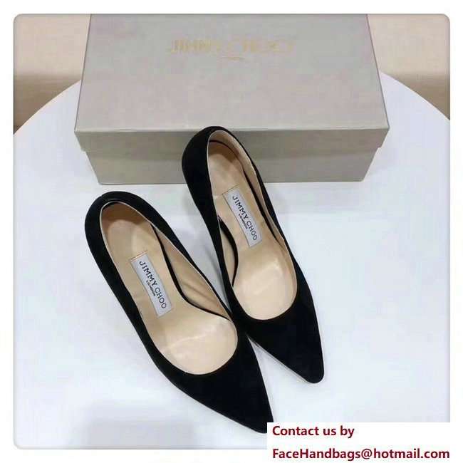 Jimmy Choo Heel 9.5cm Romy Suede Pointy Toe Pumps Black 2018