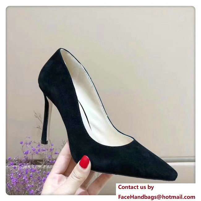 Jimmy Choo Heel 9.5cm Romy Suede Pointy Toe Pumps Black 2018