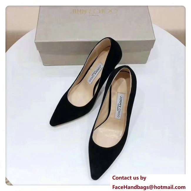 Jimmy Choo Heel 9.5cm Romy Suede Pointy Toe Pumps Black 2018