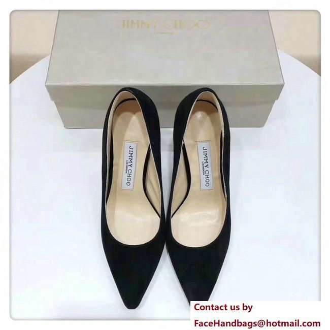 Jimmy Choo Heel 9.5cm Romy Suede Pointy Toe Pumps Black 2018