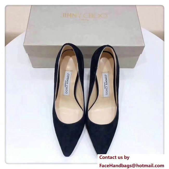 Jimmy Choo Heel 9.5cm Romy Suede Pointy Toe Pumps Dark Blue 2018