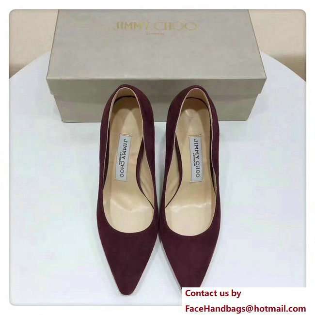 Jimmy Choo Heel 9.5cm Romy Suede Pointy Toe Pumps Dark Red 2018