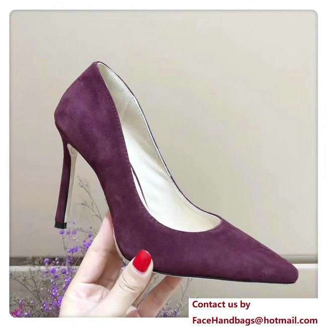 Jimmy Choo Heel 9.5cm Romy Suede Pointy Toe Pumps Dark Red 2018