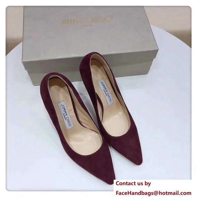 Jimmy Choo Heel 9.5cm Romy Suede Pointy Toe Pumps Dark Red 2018