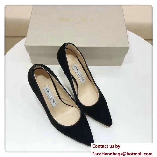 Jimmy Choo Heel 9.5cm Romy Velvet Pointy Toe Pumps Black 2018