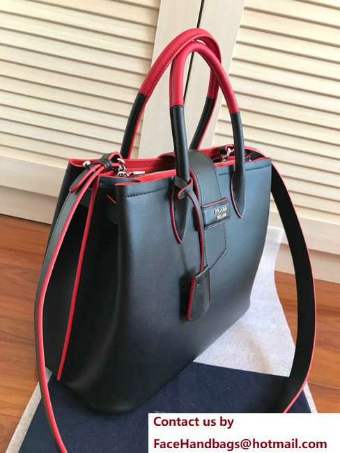 Prada Top Handle Tote Shoulder Bag 1BG148 Black/Red Resort 2018