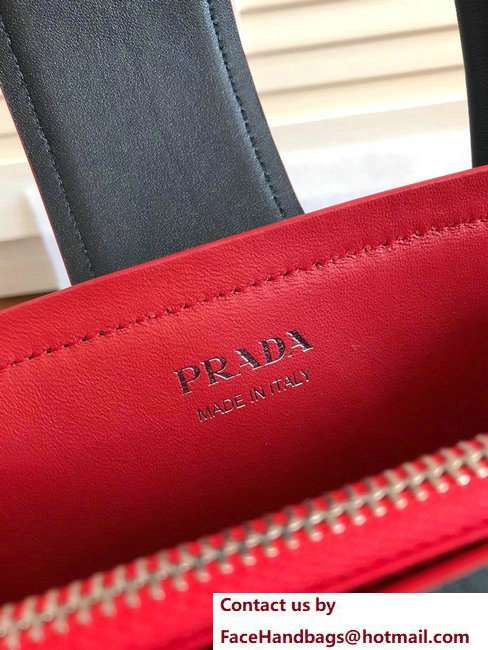 Prada Top Handle Tote Shoulder Bag 1BG148 Black/Red Resort 2018