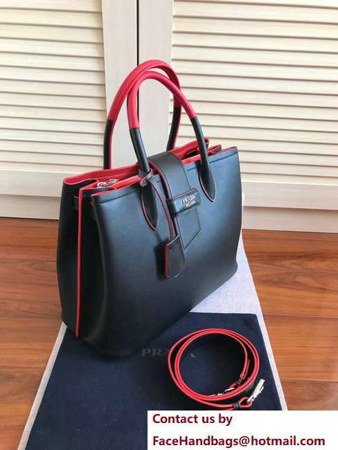 Prada Top Handle Tote Shoulder Bag 1BG148 Black/Red Resort 2018