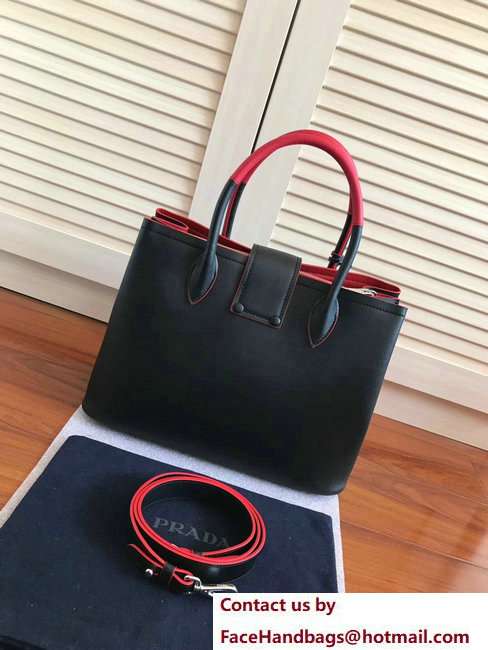 Prada Top Handle Tote Shoulder Bag 1BG148 Black/Red Resort 2018