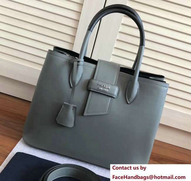 Prada Top Handle Tote Shoulder Bag 1BG148 Gray Resort 2018