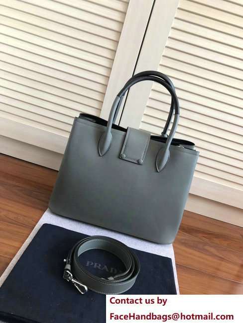 Prada Top Handle Tote Shoulder Bag 1BG148 Gray Resort 2018