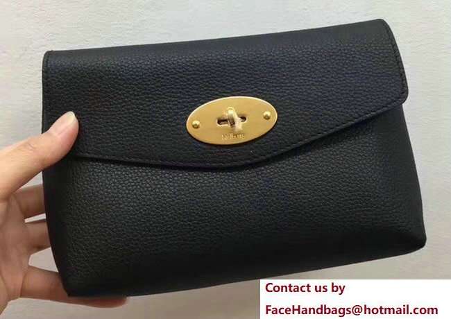 Mulberry Small Grain Leather Darley Cosmetic Pouch Clutch Bag Black 2018 - Click Image to Close