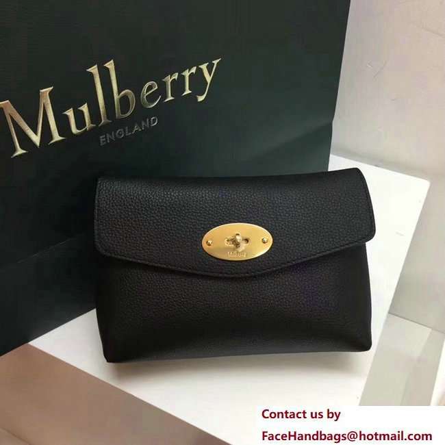 Mulberry Small Grain Leather Darley Cosmetic Pouch Clutch Bag Black 2018