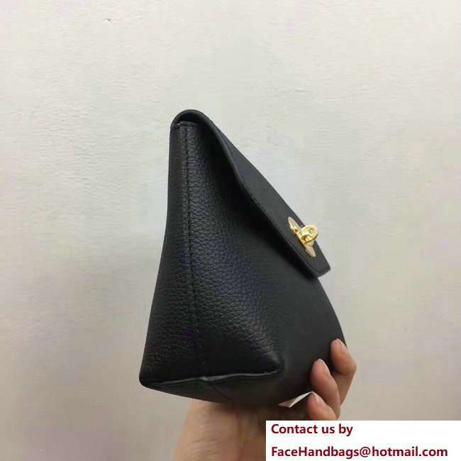 Mulberry Small Grain Leather Darley Cosmetic Pouch Clutch Bag Black 2018