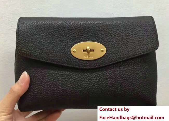 Mulberry Small Grain Leather Darley Cosmetic Pouch Clutch Bag Coffee 2018 - Click Image to Close