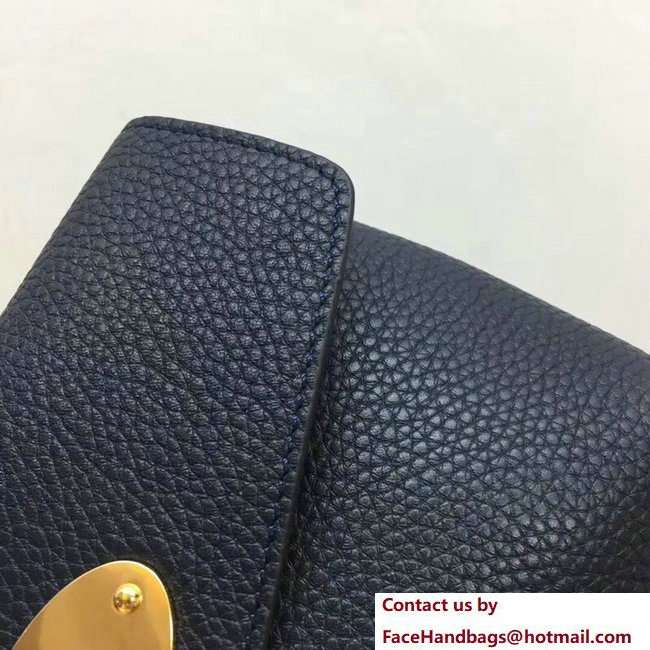 Mulberry Small Grain Leather Darley Cosmetic Pouch Clutch Bag Dark Blue 2018