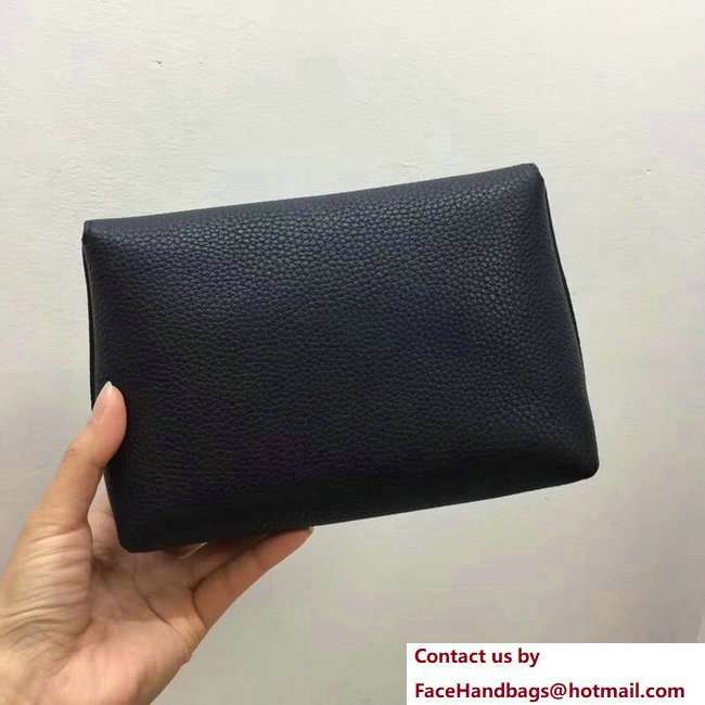 Mulberry Small Grain Leather Darley Cosmetic Pouch Clutch Bag Dark Blue 2018