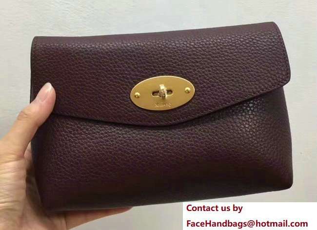 Mulberry Small Grain Leather Darley Cosmetic Pouch Clutch Bag Oxblood 2018