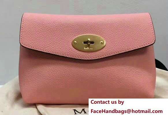 Mulberry Small Grain Leather Darley Cosmetic Pouch Clutch Bag Pink 2018