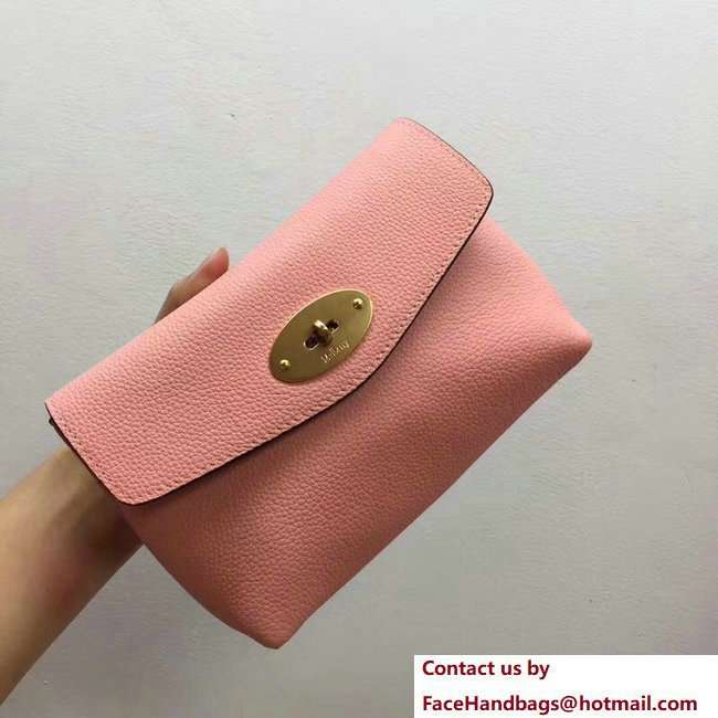 Mulberry Small Grain Leather Darley Cosmetic Pouch Clutch Bag Pink 2018