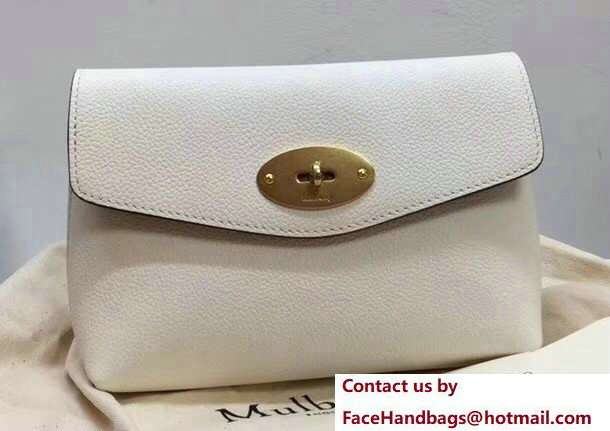 Mulberry Small Grain Leather Darley Cosmetic Pouch Clutch Bag White 2018