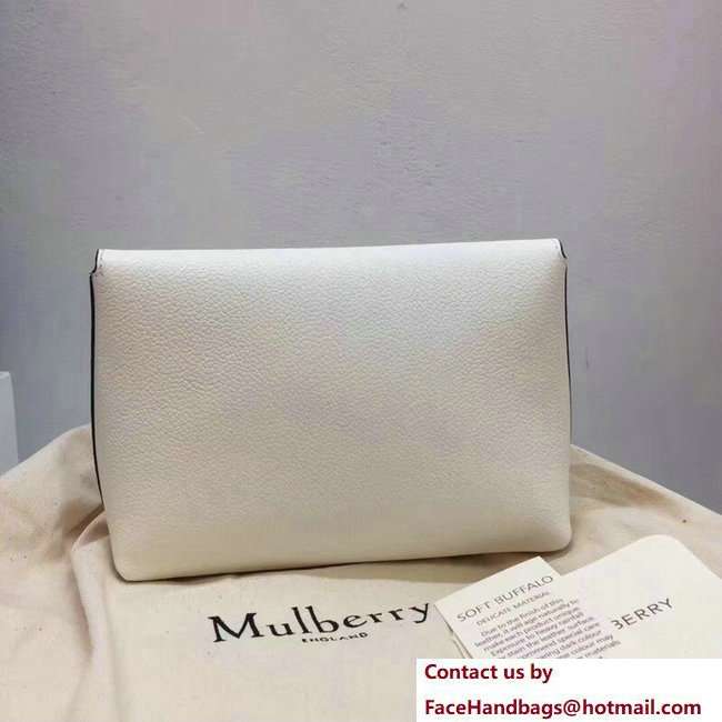 Mulberry Small Grain Leather Darley Cosmetic Pouch Clutch Bag White 2018