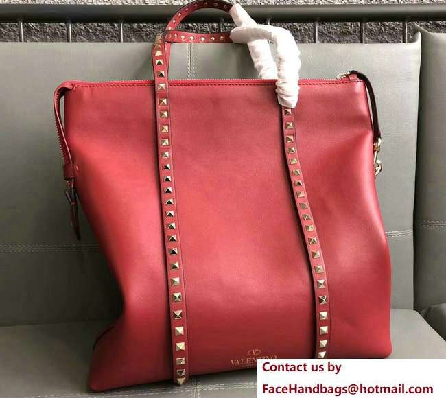 Valentino Rockstud Shopping Tote Bag 0091 Red 2018