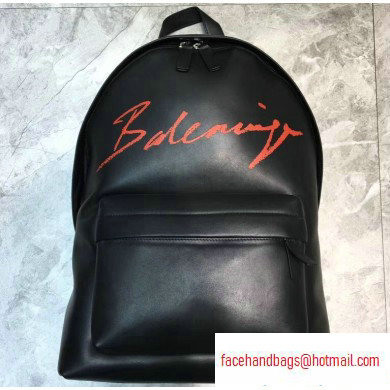 Balenciaga Lambskin Explorer Backpack Bag Black/Front Red Logo