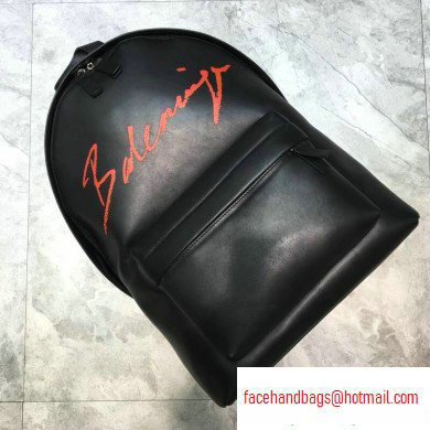 Balenciaga Lambskin Explorer Backpack Bag Black/Front Red Logo