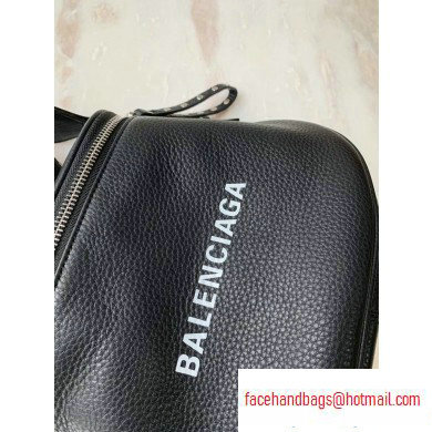 Balenciaga Logo Crossbody Bag with Canvas Strap Black