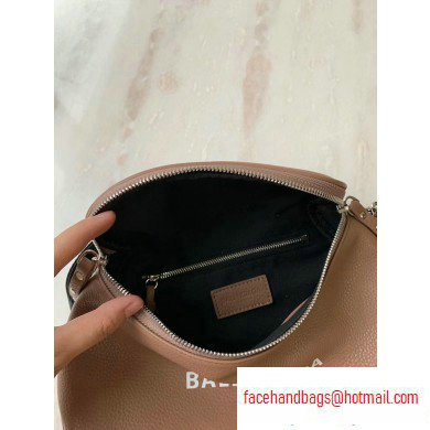 Balenciaga Logo Crossbody Bag with Canvas Strap Camel