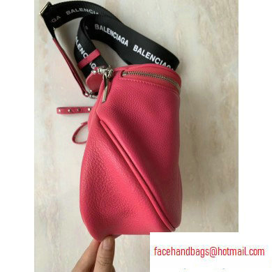 Balenciaga Logo Crossbody Bag with Canvas Strap Fuchsia