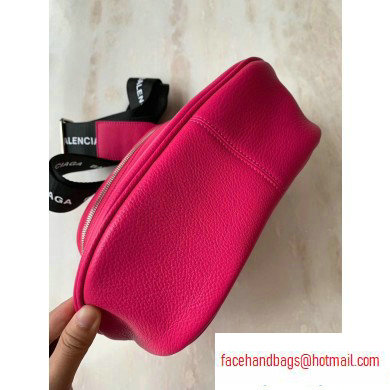 Balenciaga Logo Crossbody Bag with Canvas Strap Fuchsia