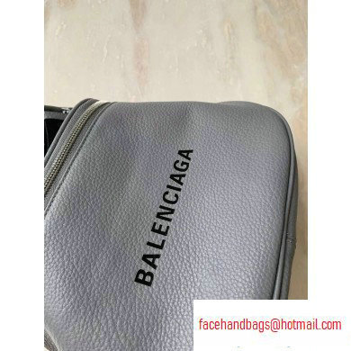 Balenciaga Logo Crossbody Bag with Canvas Strap Gray