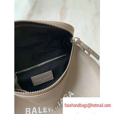 Balenciaga Logo Crossbody Bag with Canvas Strap Light Gray