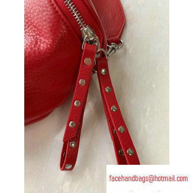 Balenciaga Logo Crossbody Bag with Canvas Strap Red